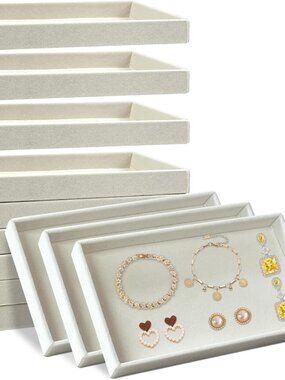 12 Pack Velvet Jewelry Trays, 8.3x5x1 Inches Premium Stackable Jewelry Drawers O